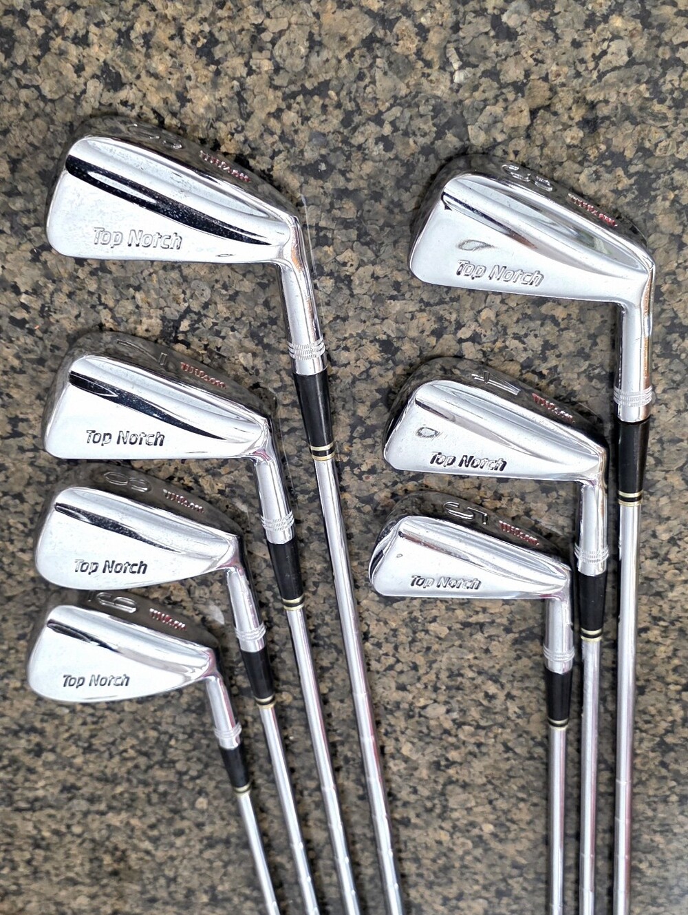 Wilson Golf Top Notch vintage irons set 3,4,5,6,7,8,9 lite steel shaft R-Flex